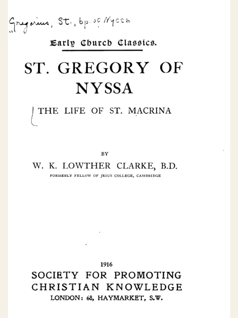 Edition page: The Life of Saint Macrina