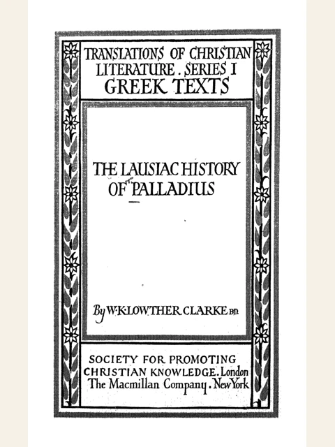 Edition page: The Lausiac History
