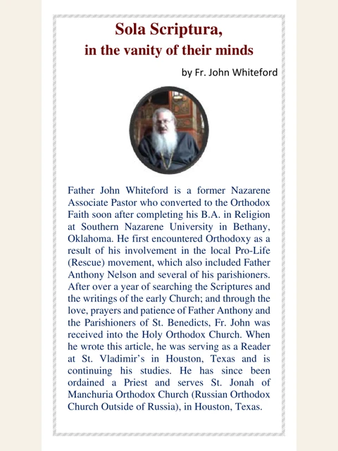 Edition page: Sola Scriptura: An Orthodox Response