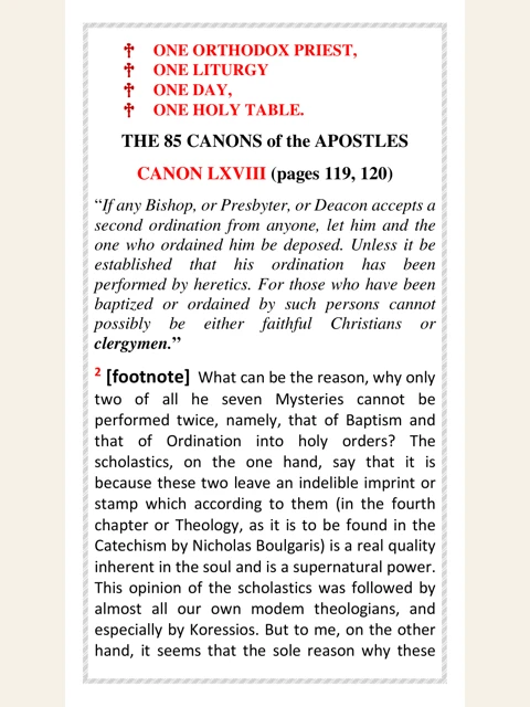 Edition page: One Priest, One Liturgy, One Day, One Holy Table: A Rudder Extract