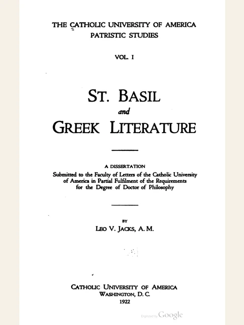 Edition page: Saint Basil and Greek Literature