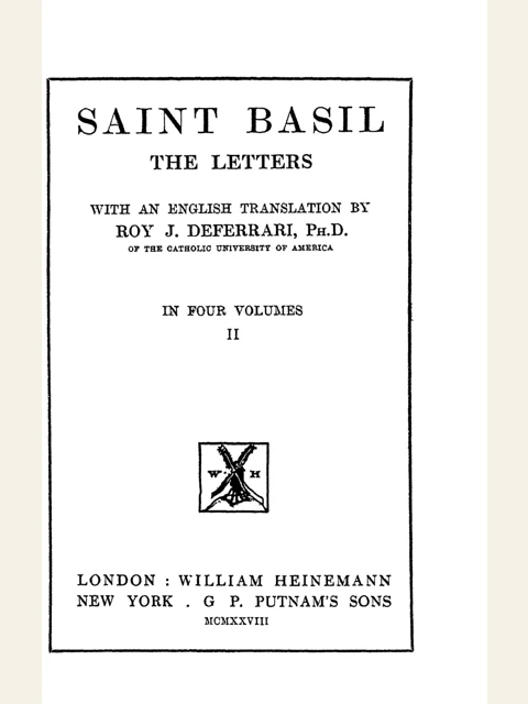 Edition page: The Letters of Saint Basil, Volume II
