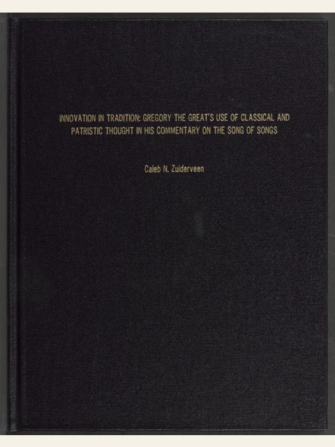Edition page: Gregory the Great and the Song of Songs: Honors Thesis