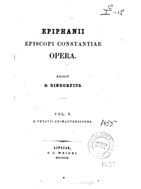 Edition page: Petau’s Notes on Epiphanius: Volume 5