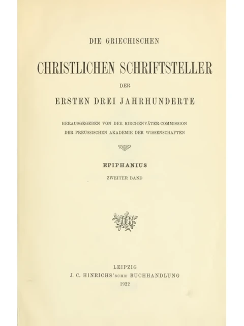 Edition page: Epiphanius: Panarion, Holl Edition, Volume 2