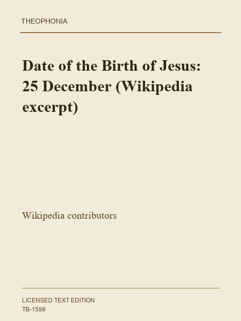 Edition page: The Date of Christ’s Birth: Wikipedia Extract