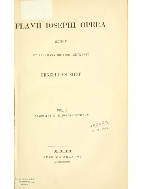 Edition page: Jewish Antiquities: Books 1 to 5