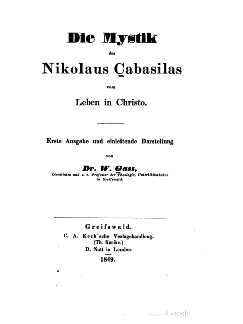 Edition page: The Mysticism of Nicholas Cabasilas: The Life in Christ