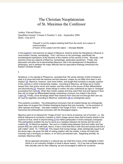 Edition page: The Christian Neoplatonism of Maximus the Confessor