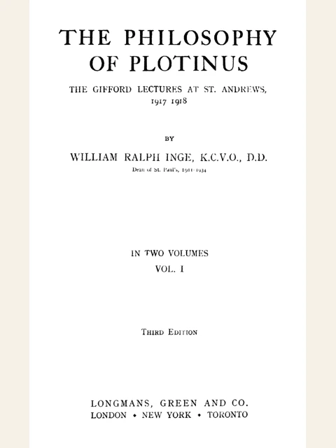 Edition page: The Philosophy of Plotinus, Volume I