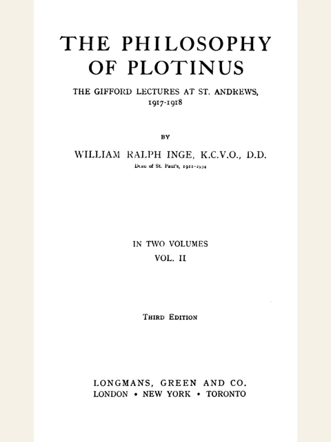 Edition page: The Philosophy of Plotinus, Volume II
