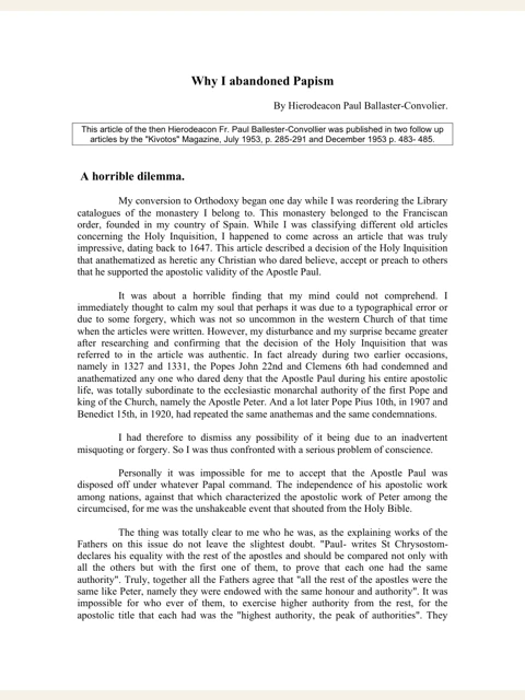 Edition page: Why I Abandoned Papism
