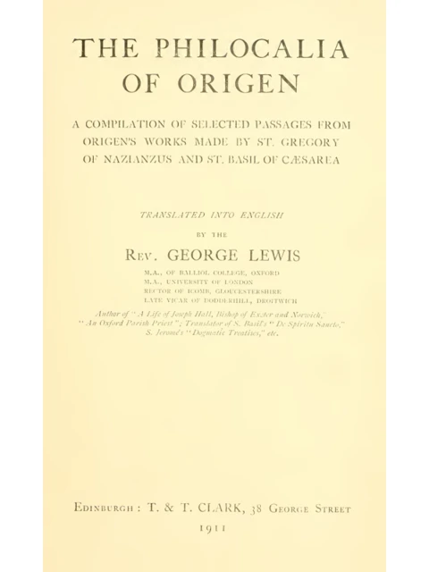 Edition page: The Philocalia of Origen